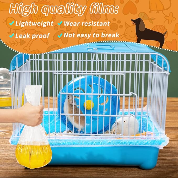 Tondiamo 50 Pieces Cage Liners for Small Animals Disposable Hamster Tray Liner Clear Plastic Box Liner Leak Proof Guinea Pig Cage Liner Bag Litter Toilet Film for Rabbit Bunny Hamster Hedgehog