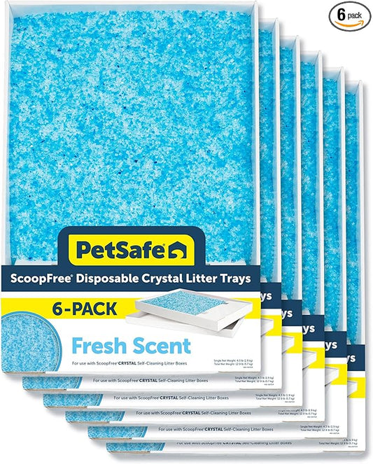 PetSafe ScoopFree Disposable Crystal Cat Litter Tray - Easy Cleaning Box - Refill Tray for Automatic Litter Box - Fresh Scent - 4.3 lb Bags - 6 Pack