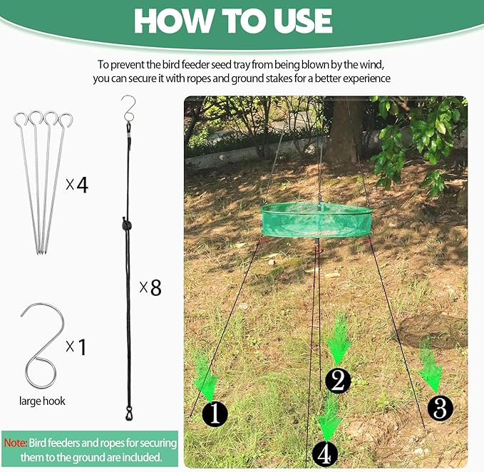 Bird Seed Catcher Tray for Hanging Bird Feeder Platform, 20 inches Birdseed Hoop for Hummingbird Feeders Bee Feeder Outdoor Garden Hanging Tray (Upgraded Against Strong Winds) (1PC)