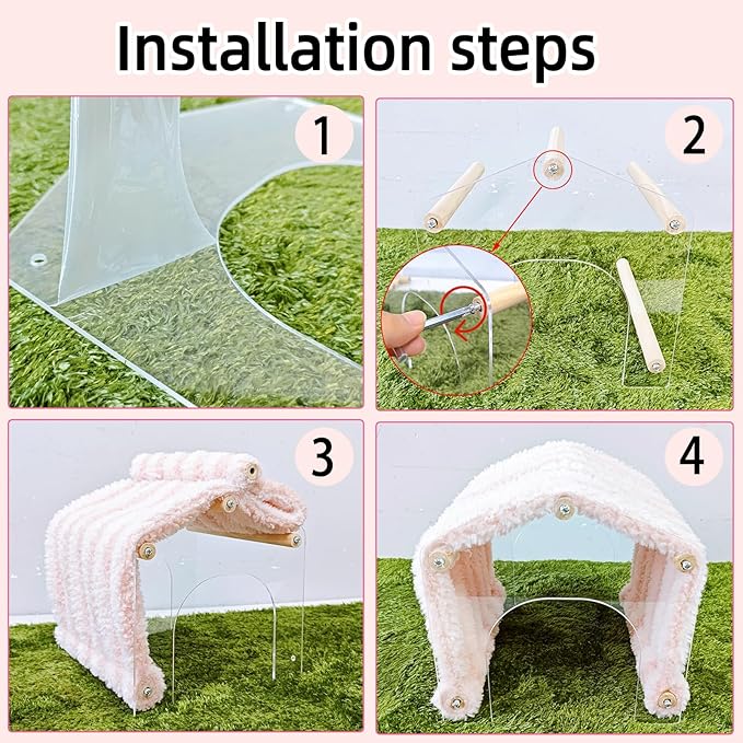Guinea Pig Hideout Tunnel Rabbit Hide House Detachable Hideaway for Hamster Bunny Chinchilla Hedgehog Small Animal (Pink)