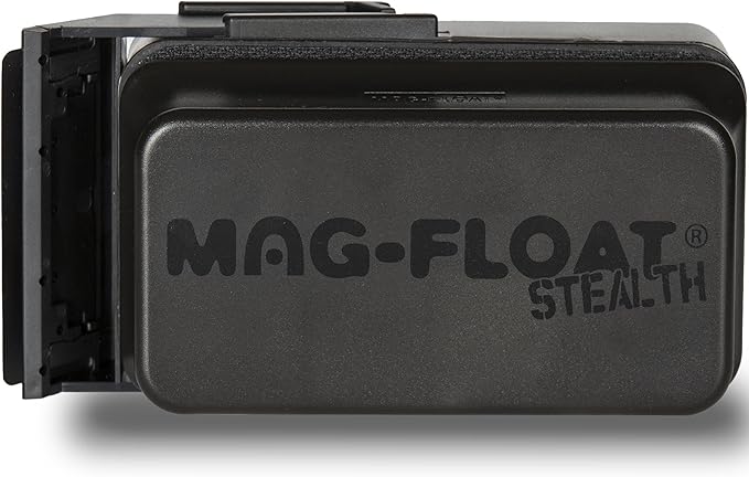 Mag-Float Large + Plus Black Stealth Glass Magnet Aquarium Scraper Cleaner with Blade - Floating Magfloat Magnetic Leaning Tool