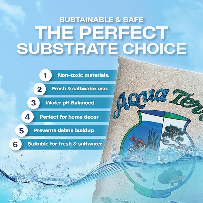 Aqua Terra Aquarium Natural Tan Sand, 5 lbs - Optimal pH Balance, Enhanced Water Clarity, Natural Aesthetic Appeal, Easy Maintenance, Eco-Friendly Health
