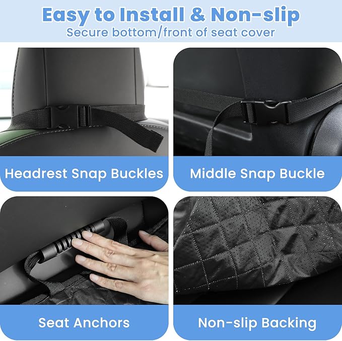 ELONGRIVER Dog Car Seat Covers, Waterproof Front Seat Cover for Dogs, Scratch-Proof, Nonslip Pet Passenger Seat Cover Protector, Universal Fit for Cars Trucks SUVs, Large Size, Khaki