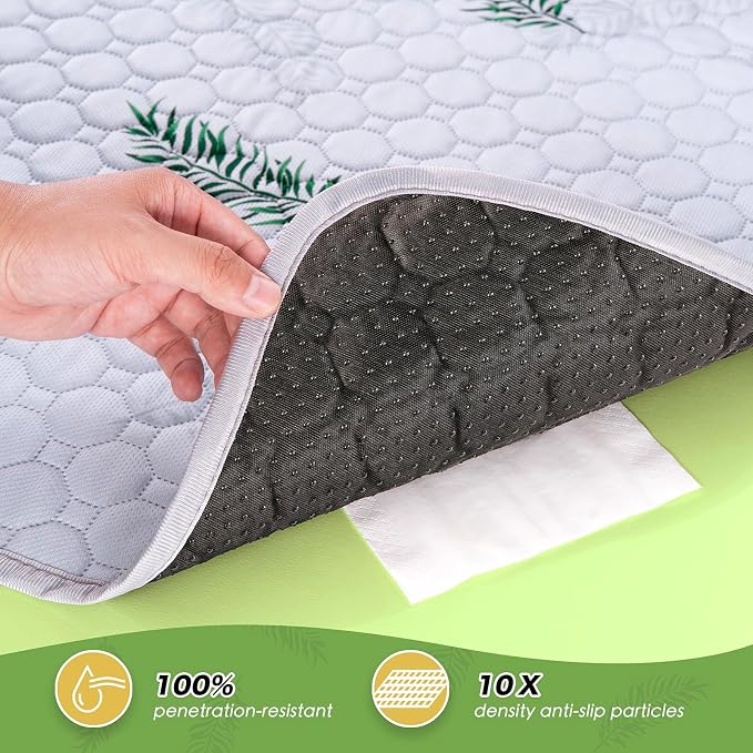WanpeeGoo Washable Pee Pads for Dogs, 1Pack Reusable Puppy Pads, Super Absorbent & Leakproof Dog Pads, Anti-Slip Dog Pee Pads for Puppy Training & Incontinence, Leaf Pattern 65"x48"