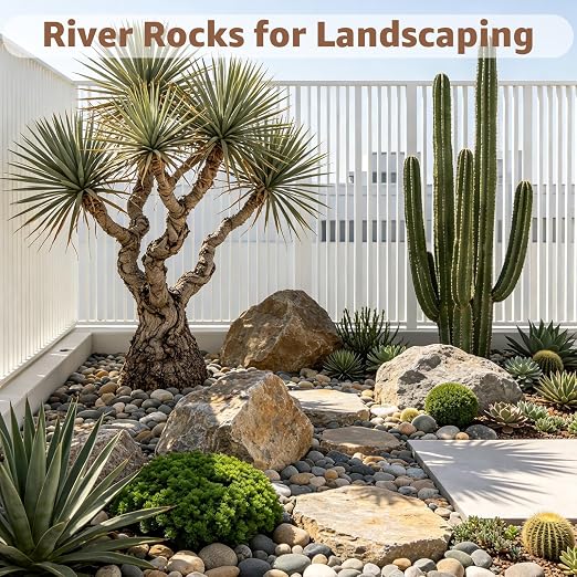 5lbs Natural Large River Rocks, 4"-7" Premium Pebbles, Decorative Stones | Water-Washed, Hand-Picked, for Fish Tank, Garden, Paving, Fountain, Walkways and Outdoor Landscaping Pathways, Backyard