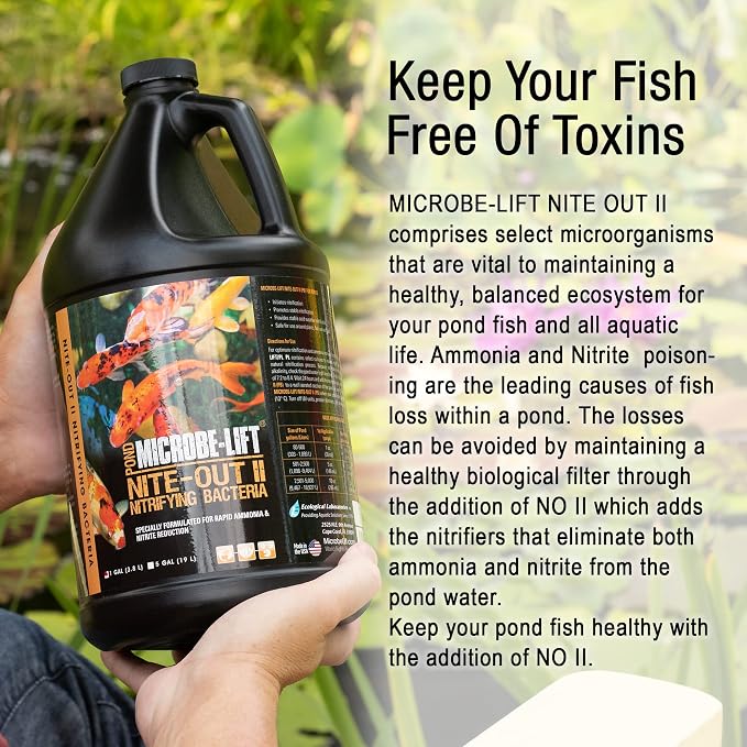 MICROBE-LIFT Nite-Out II Water Cleaner for Outdoor Ponds and Water Gardens, Rapid Ammonia and Nitrite Reduction (16 Ounces)