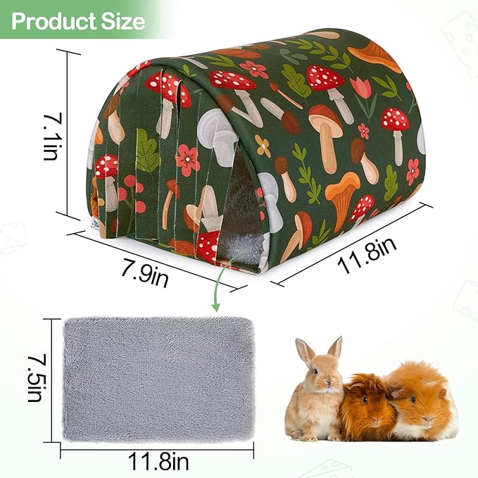 Washable Guinea Pig Tunnel with Curtains - Cozy Hamster Hideout Fit for Small Animals - Soft Accessories for Hamster/Chinchilla/Bunny