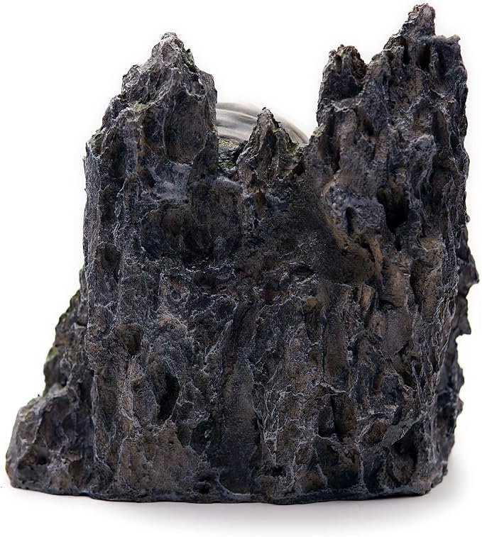 Allcolor Aquarium Skull Rock Decor, Skull Canyon for 10+ Gallon Tanks | A three-skull canyon centerpiece combines dark fantasy character with rugged rock texture.