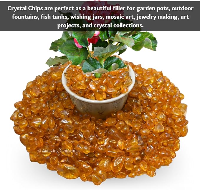 Amazing Gemstone Tangerine Aura Quartz Crystal Chips Aquarium Gravel Rocks - Aura Quartz Chips Bulk Fish Tank Gravel, Small Tumbled Stone Chips and Tiny Crystals for Decoration (1000+ Carat Chips)