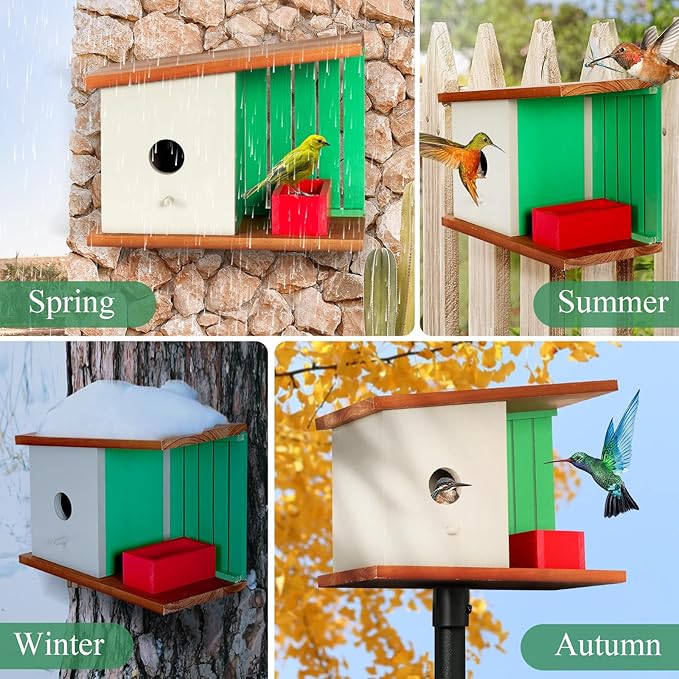 Wooden Bird House for Outside, Birdhouse for Finch,Robin,Bluebird and Other Garden Birds,Wildbird Nestingbox for Outdoor