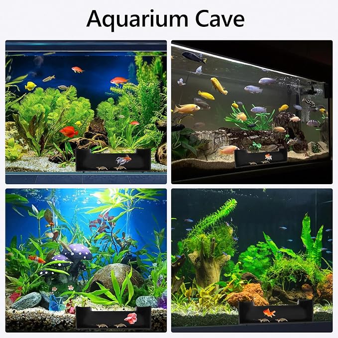 CPLIKE Shrimp Cave Aquarium Tunnel, Aquarium Decor Habitat Decoration, Black Plastic, Modern, Corydora Catfish, Kuhli Loach, Clown Cory Shrimp, Fish, 0.5"D x 2.5"W x 1.5"H