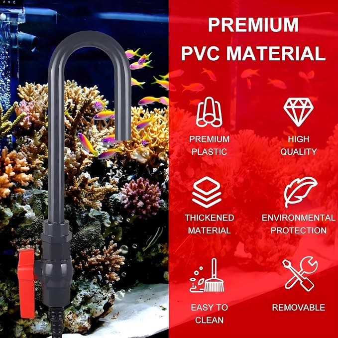 Python Hands-Free Aquarium Hook 5-55 Gallon, 14in Siphon Hose | Python aquarium hook hands-free 5-55 gal, 14in siphon hose. BPA-free, flow valve. Fits 1/2", 5/8", 3/4" garden hose.
