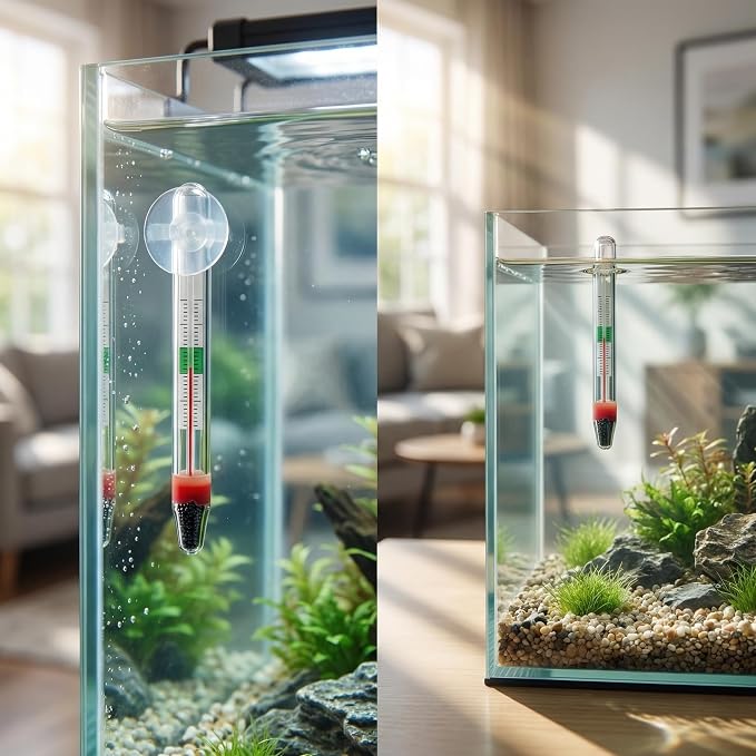 Delyle Aquarium Thermometer Glass Submersible Fish Tank Thermometer, 16-in-1 Aquarium Starter Kit Accessories with Suction Cups Filter Strainers Tube Clamps for Freshwater Saltwater Betta Tank