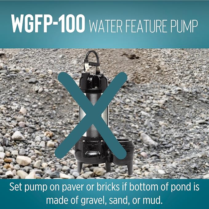 Little Giant WGFP-100, 115V, 1 HP, 6400 GPH Water Feature Pump, 19' cord | Stainless steel and cast iron body for powering water features, large fountains and pond filtration systems, 566070
