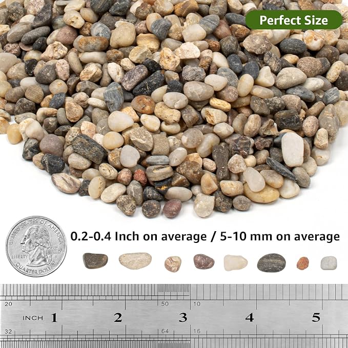 10lbs Aquarium Gravel, 1/3''(8mm) Pea Gravel,Natural River Pebbles | Water-Washed, Undyed and Uncoated, for Freshwater Tanks, Turtle Habitats, Planted Displays and Stream Layouts
