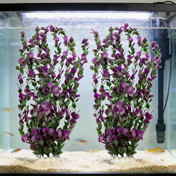 Tfwadmx Large 25.6 inch Aquarium Plants 2 Pcs Tall Artificial Water Seaweed for Fish Tank Decor Plastic Plant for Fish Shrimp About