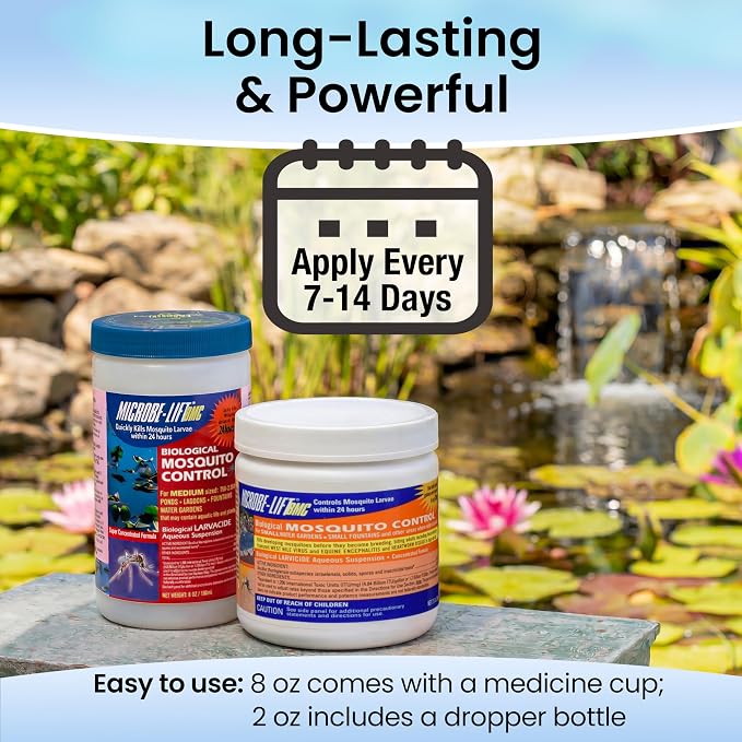 MICROBE-LIFT BMC Biological Mosquito Control, Liquid Treatment for Medium-Sized Decorative Water Gardens Up to 2,000 Gallons, Fountains and Ponds, 1 Gallon