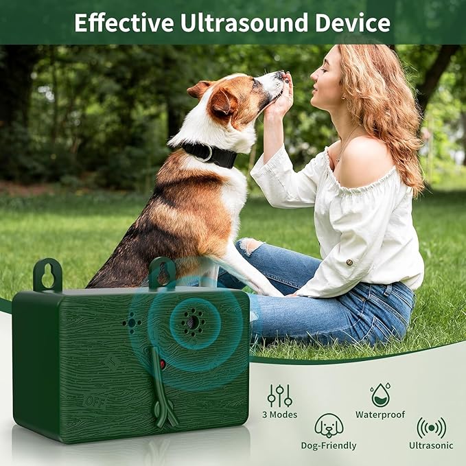 Anti Barking Devices for Dogs - 50FT Automatic Stop Dog Barking Control Devices - 4 Modes Ultrasonic Anti Barking Box - Sonic Stop Bark Devices - Home/Garden/Indoor/Outdoor/Neighbor's Dogs (Green)