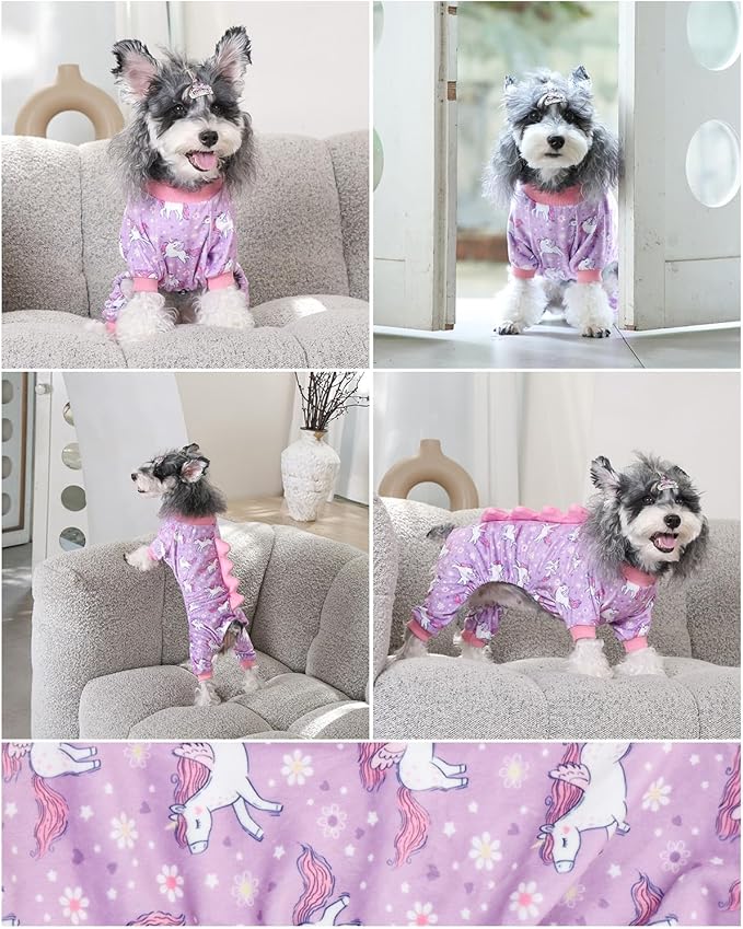 CuteBone Dinosaur Costume Dog Pajamas, Stretchy Spandex Crystal Velvet Sleepwear Coat for Small Dogs, Soft & Warm Pet Outfit Clothes for Cold Weather, Cozy Pullover Design COSP11XL