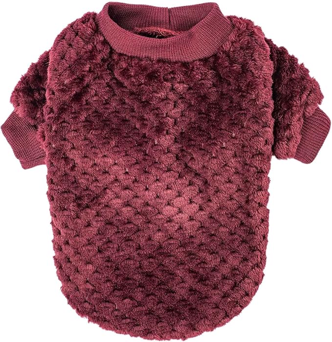 Dog Sweater, 2 Pack Dog Sweaters for Small Medium Dogs or Cat, Warm Soft Flannel Pet Clothes for Dogs Girl or Boy, Dog Shirt Coat Jacket (Large, Dark Red+Dark Green)