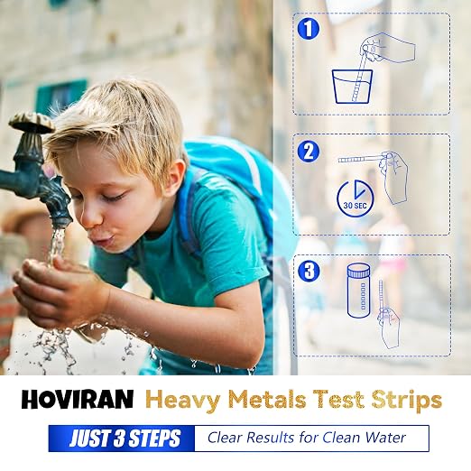 Heavy Metals Water Test Strips (125 Strips), 10 in 1 Home Water Test | Well & Drinking Water Testing Kit for Iron, Mercury, Copper, Lead, Chromium, Magnesium, Cadmium, Calcium