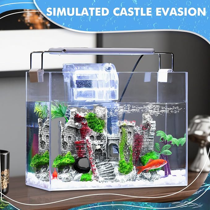 Aquarium Castle Fish Tank Decoration Cave - Shelter for Fish to Play and Rest, Aquarium Ornament Fish Tank Ornament for Shrimp, Turtle