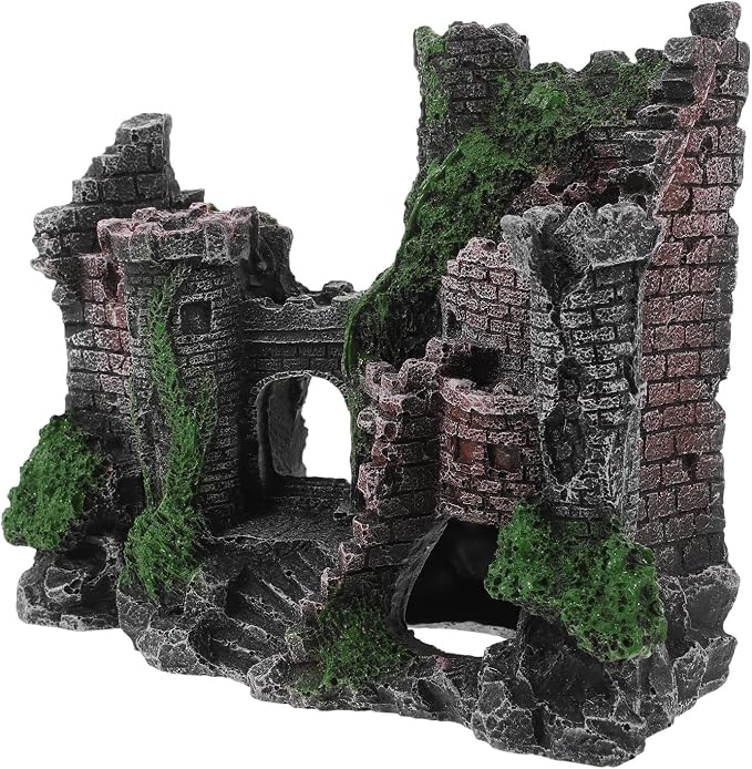 Realistic Resin Aquarium Castle Decoration for Fish and Shrimp with Sturdy Rock Cave Structure Small Fish Hideout for Aquarium Decor