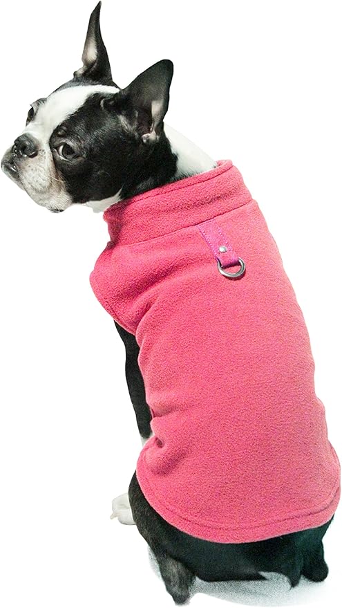 Gooby Fleece Vest Dog Sweater - Pink, X-Small - Warm Pullover Fleece Dog Jacket with O-Ring Leash - Winter Small Dog Sweater Coat - Cold Weather Dog Clothes for Small Dogs Boy or Girl (Pack of 2)