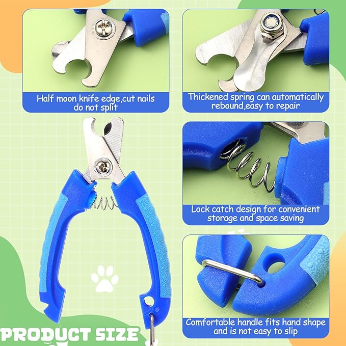 9 Pcs Small Dog Nail Clippers Bulk with Safety Guard to Avoid Over-Cutting Pet Nail Claw Grooming Pet Cutter Toenail Trimmer for Small Medium Dogs Nails Home Grooming (Plain)