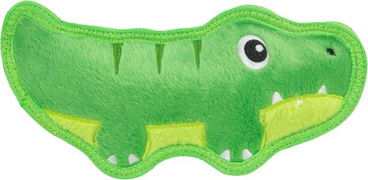 Outward Hound Tough Skinz Dog Toy, Durable Plush with 2X Lining, No Stuffing, Jumbo Squeaker, Alligator, 9.5"