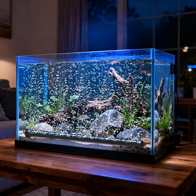 9.05 inch Submersible Aquarium Light, Fish Tank Light with Air Bubble Hole, RGB Color Changing Brightness Adjustable IP68 Waterproof Remote Control LED Light for Aquarium Fish Tank