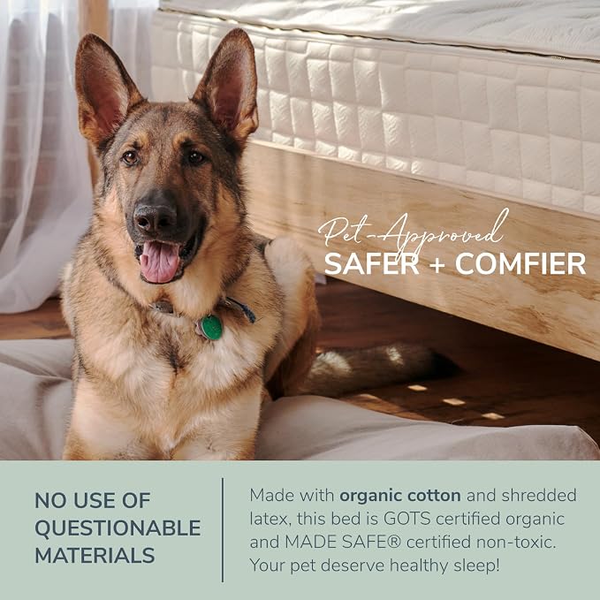 Naturepedic Organic XX-Large Pet Bed - Super Plush Dog & Cat Beds - Ultra Supportive Dog Bed Mat - Ideal Pet Bed with No Polyurethane Foam - 47" x 29" x 5"