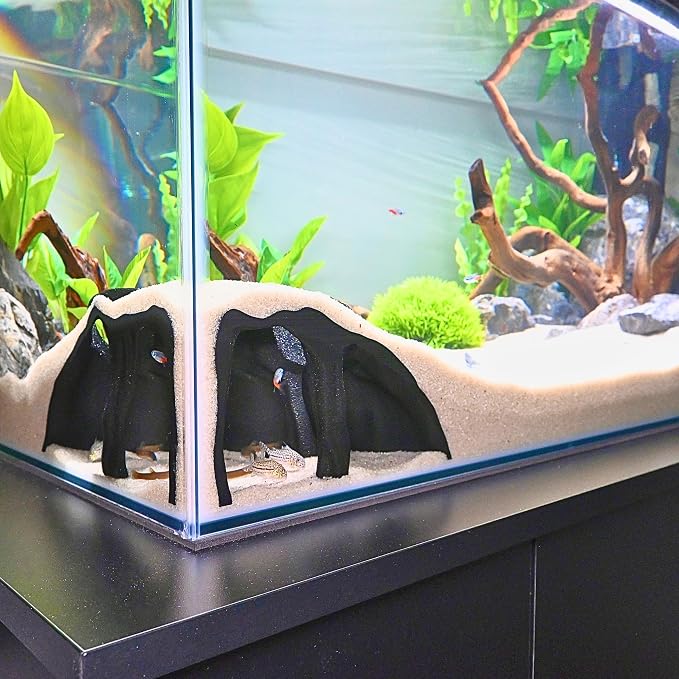 Aquarium Corner Underground Cave Natural Mangrove Tree | Viewing Fish Under Gravel Tunnel Hide | Fish Tank Hideout Decor Decoration Enrichment for Corydora Catfish, Kuhli Loach, Pleco, Betta