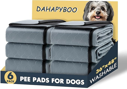 DAHAPYBOO Extra Large Washable Pee Pads for Dogs 36x48,6Pack | Reusable Puppy Pads for Dogs Non-Slip Waterproof Pet Training Pads for Crate, Playpen, Bed, Sofa,Whelping Box, Potty Training