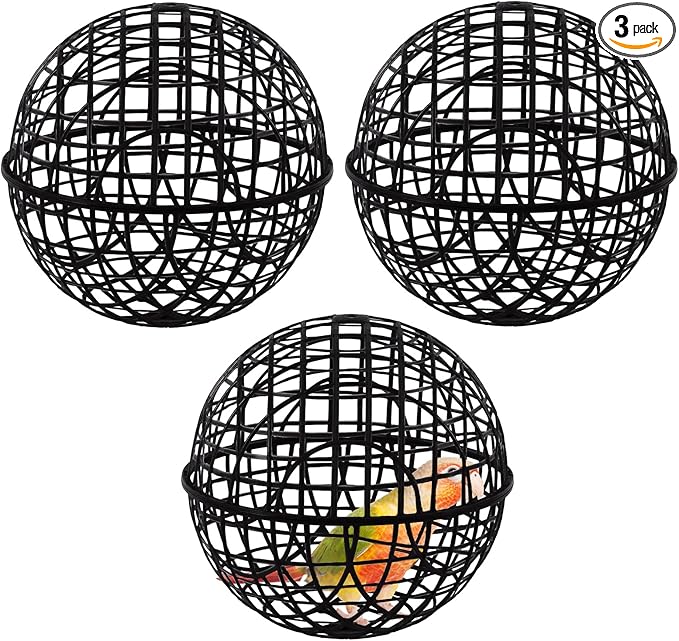 AceOrbit 3 Pcs Chicken Balls Cage 2025 Chicken Orb Ball Cage to Free Range Rolling Movable Poultry Coop Ball, Mobile Safety Globe Cages for Pigeons Rabbits Ducks Outside Roaming (11.02 Inch,Black)