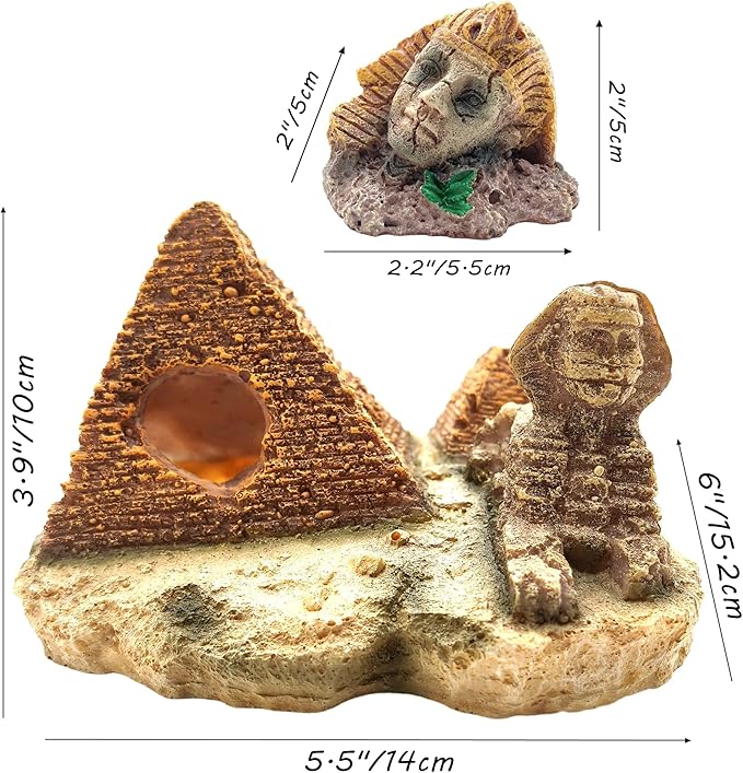 M2cbridge Aquarium Decor Castle Shipwreck Ornament Underwater Landscape(Egyptian Pyramid + Pharaoh)