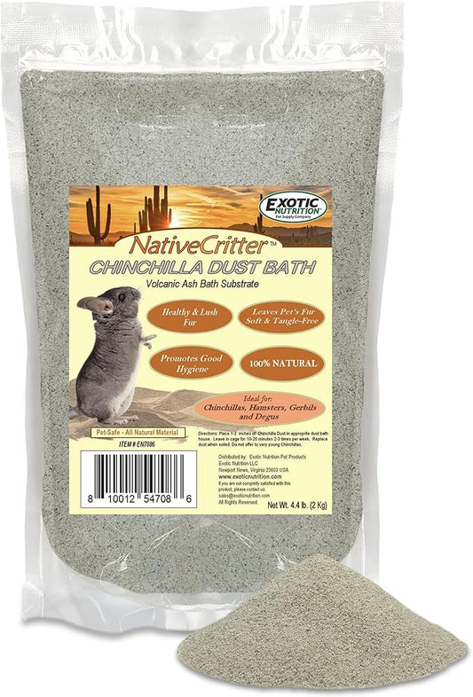 Exotic Nutrition Chinchilla Dust - Natural & Unique Dust Bath for Chinchillas, Gerbils, Hamsters, and Degus