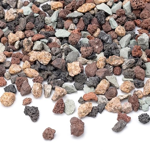 Pulovin 2.5lbs Mix Horticultural Lava Rocks for Plants, 1/5 Inch Potting Soil Amendment for Succulents, Cacti, Bonsai, Decorative Gravel Plant Drainage Volcanic for Terrarium, Top Dressing