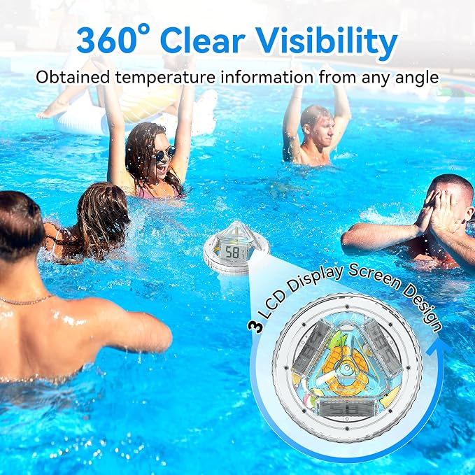 Smart Pool Thermometer with WiFi Gateway, Digital Floating Anti-Fog 360° Reading with IPX7 Waterproof, Remote App Notification Alert for Hot Tub/Ice Bath/Swimming Pool/SPA/Aquarium/Pond