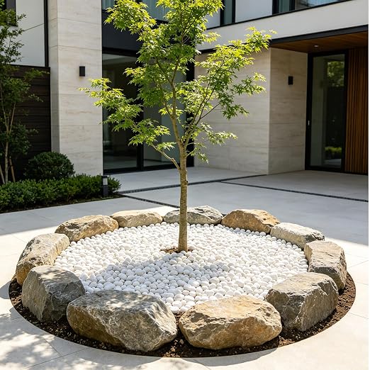 1-2" Polished Pebbles, Medium River Rocks for Potted Plants (5lb, White) | Natural River Stones, Highly Polished, for Large Planters & Fountains, Retains Soil Moisture, Approx 40-50 Rocks per 5 Lbs