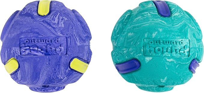 Outward Hound FlyFetch Rubber Fetch Ballz Dog Toy, Bounces & Floats, Launcher Compatible, 2.6", 2-Pack