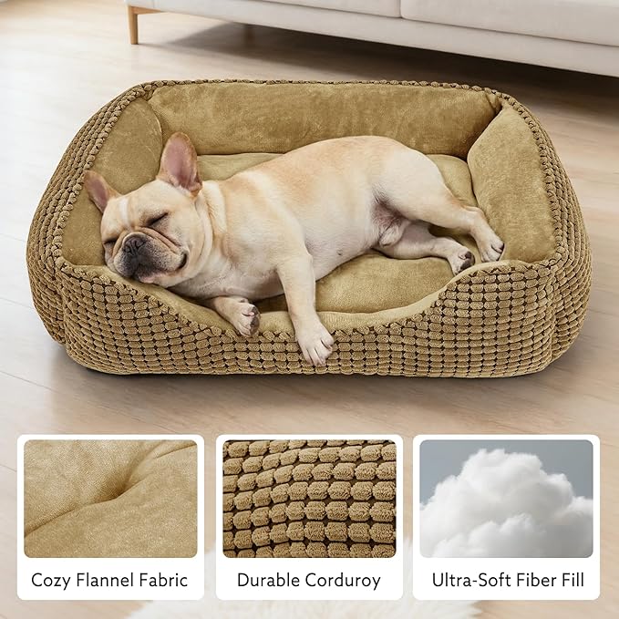 MIXJOY Dog Beds for Medium Dogs Washable, Rectangle Pet Bed Medium Size Dog, Orthopedic Sleeping Pet Sofa Bed, Soft Calming Cat Beds for Indoor Cats, Anti-Slip Bottom with Multiple Size