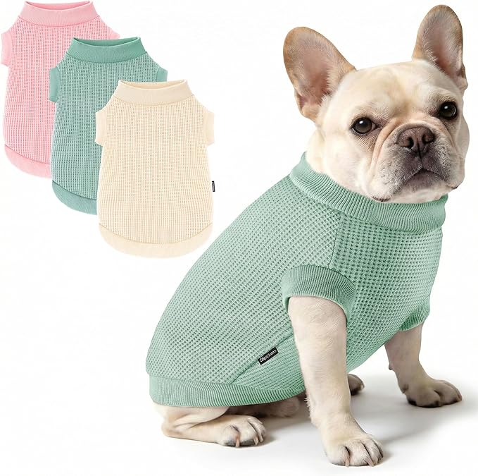 3 Pack Dog Shirt for Small Supplies Functional Waffle Dog Clothes Warm Soft Sweatshirt Outfit for Dogs Cats Pet Apparel