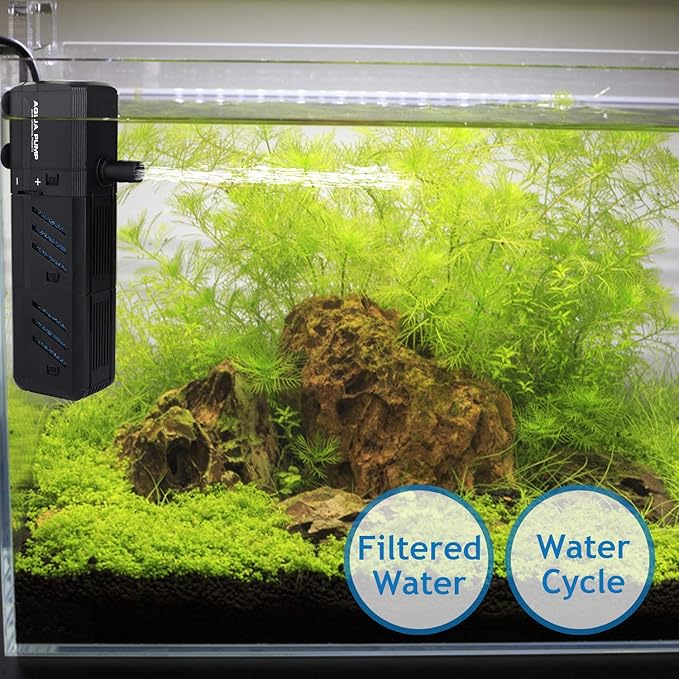 Submersible Aquarium Internal Filter, Adjustable Fish Tank Filter with Water Pump for Fish Tank (400GPH, 15W)