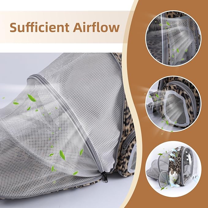 Pet Carrier Backpack Expandable for Cats and Small Dogs, Breathable Anti-Collapse Design, Airline Approved Travel Backpack for Hiking and Outdoor Use (Back Expandable-Animal)