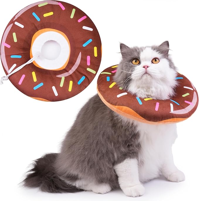 Hpetppy Cat Cone Collar Soft, Cat Recovery Collar for Wound Healing Cute Donut Adjustable Kittens Cones to Stop Licking Comfortable Lightweight Neck Elizabethan Collars for Cats Kittens After Surgery