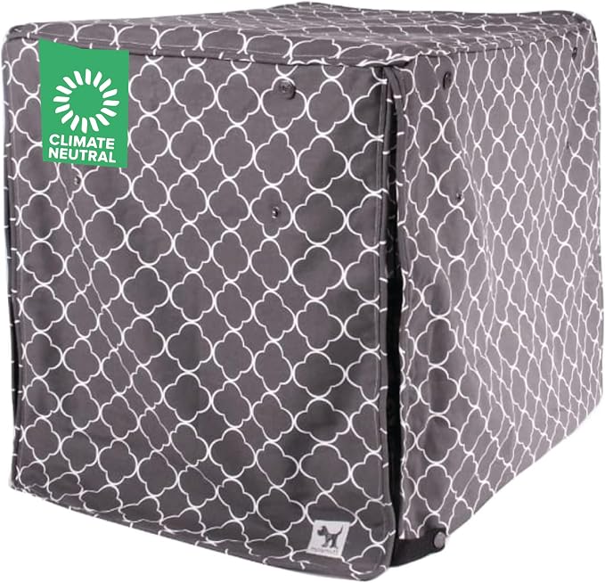 Molly Mutt Clark Gable Dog Crate Cover, 100% Cotton Canvas Cover with 2 Roll-Up Panels, Ideal for Dog or Cat Crate, Durable, Washable, and Free of Harmful Chemicals, 24" x 18" x 21"