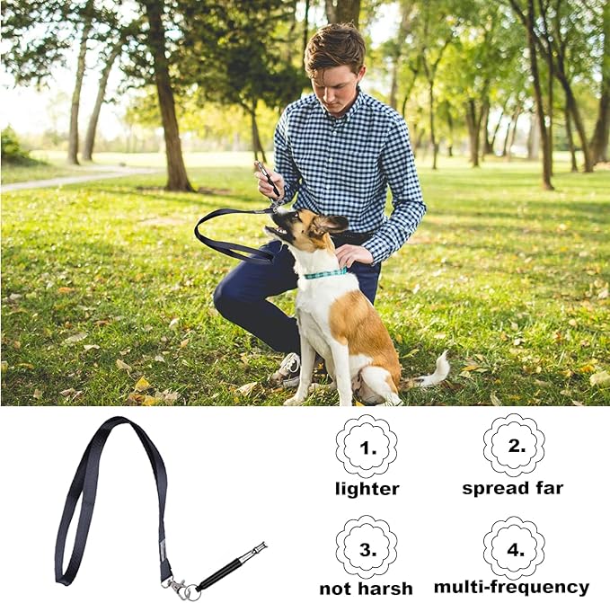 3 Pcs Ultrasonic Dog Whistle with Lanyard Professional Recall Dog Stop Barking Control Device Adjustable Ultrasonic Silent Dog Whistle for Dog (White+Black+Orange)