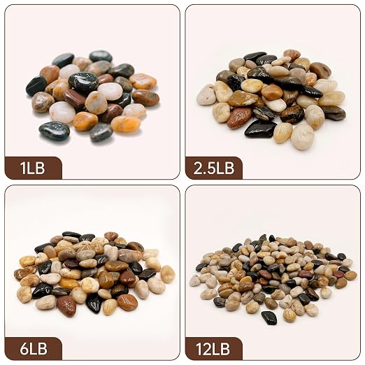RITOLLO 12 lb River Rocks Pebbles for Indoor Plants 3/8-1 Inch Natural Aquarium Gravel Decorative Fish Tank Rocks Garden Landscaping Decor