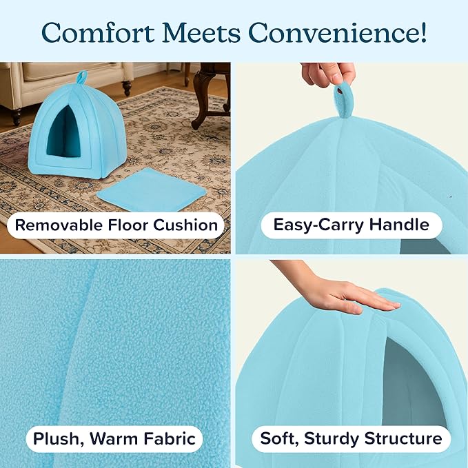 Cat House - Indoor Cat Bed with Removable Foam Cushion - Pet Tent for Kittens, Rabbits, Guinea Pigs, and Other Small Animals by PETMAKER